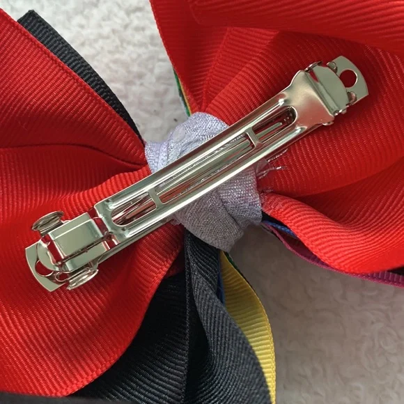 Big Multi Color Hairbow Bow OTT Custom Made Black White Pink Green EUC - Picture 10 of 12